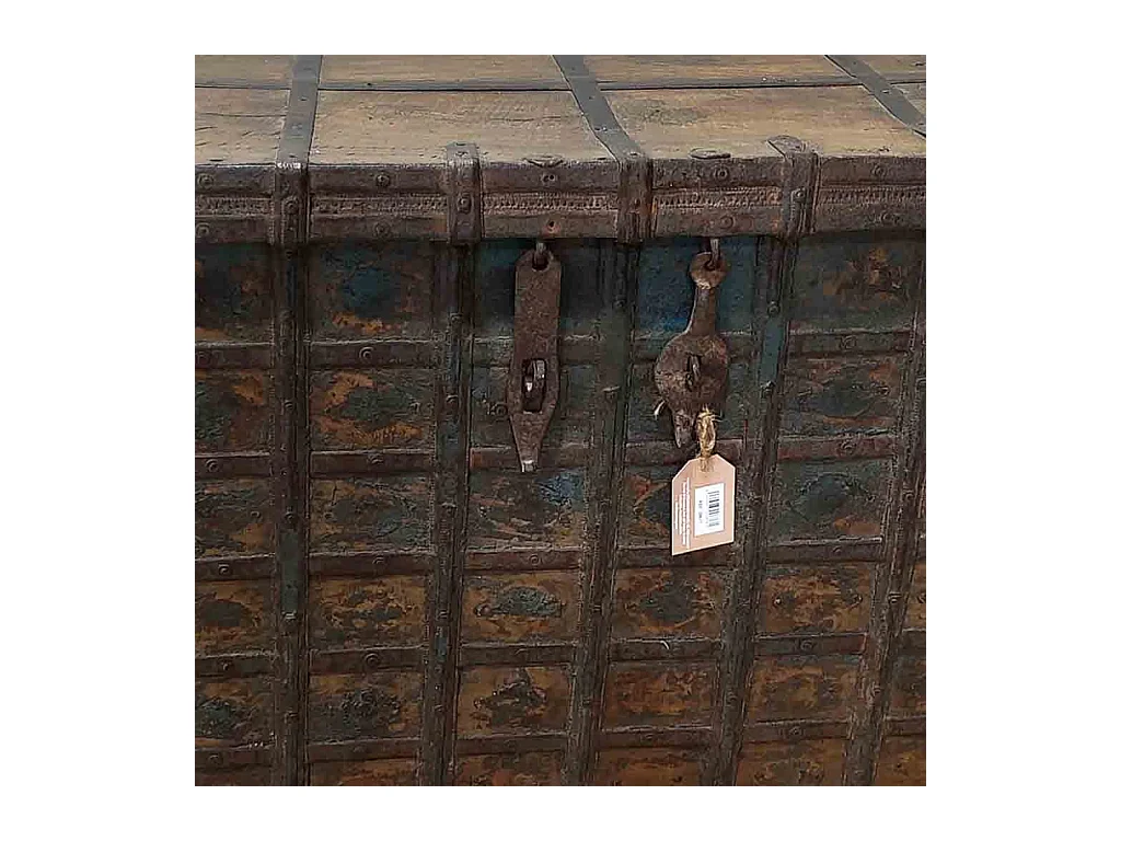 Baúl de madera acabado artesanal marrón 102x58x74h cm