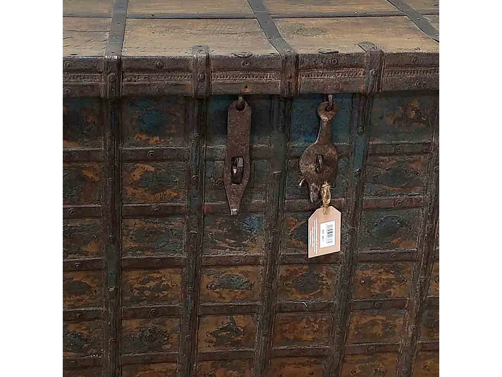 Baúl de madera acabado artesanal marrón 102x58x74h cm