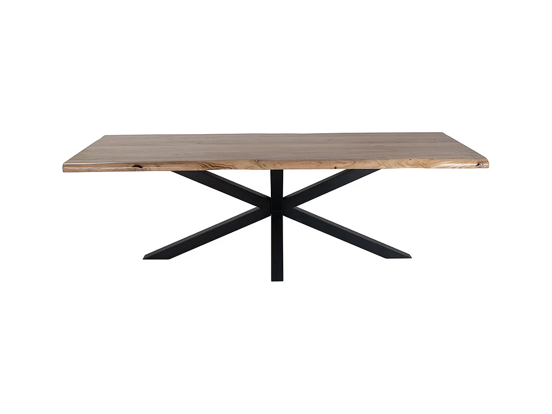 Table à manger en bois marron avec pieds en fer 240x100x76 cm