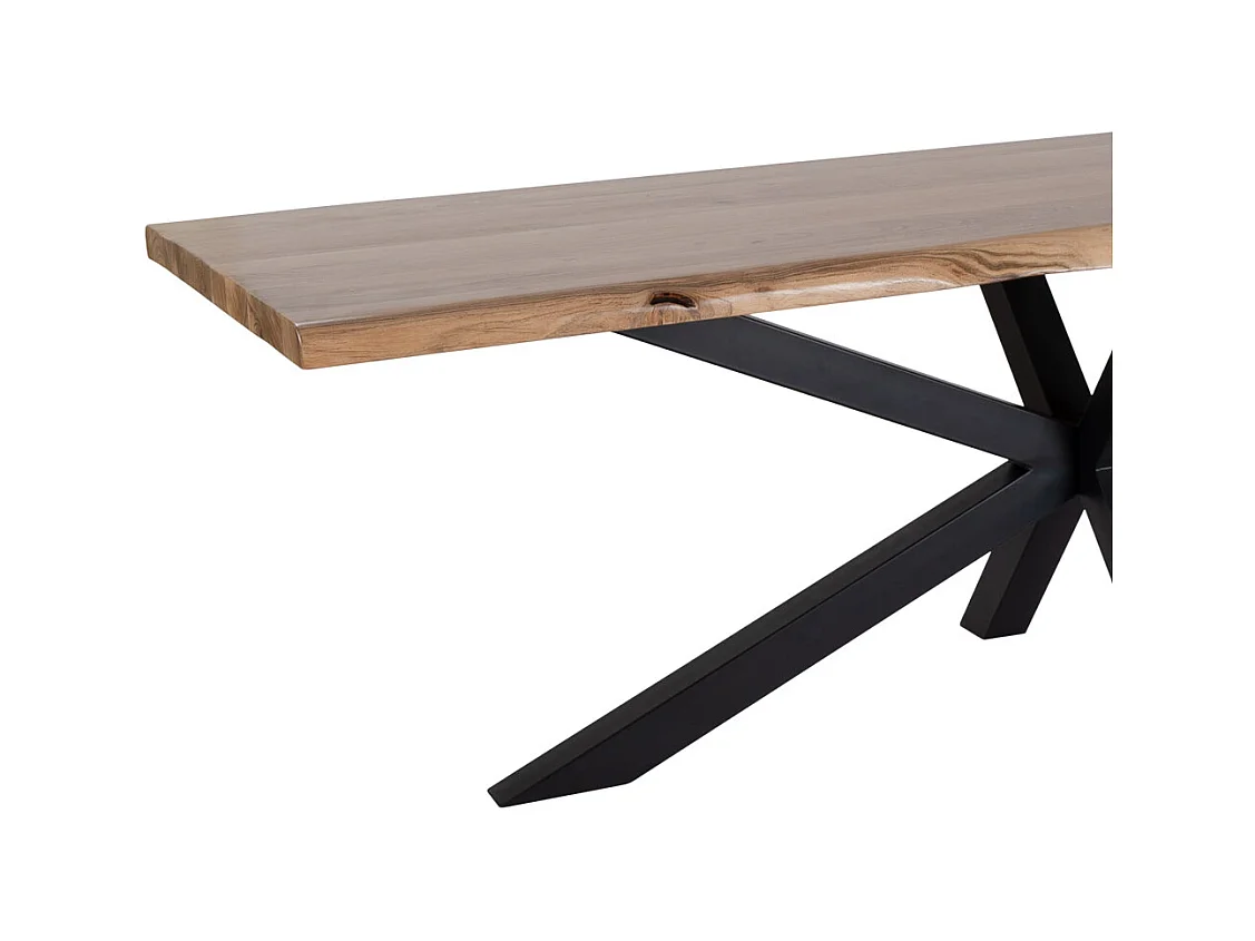 Table à manger en bois marron avec pieds en fer 240x100x76 cm