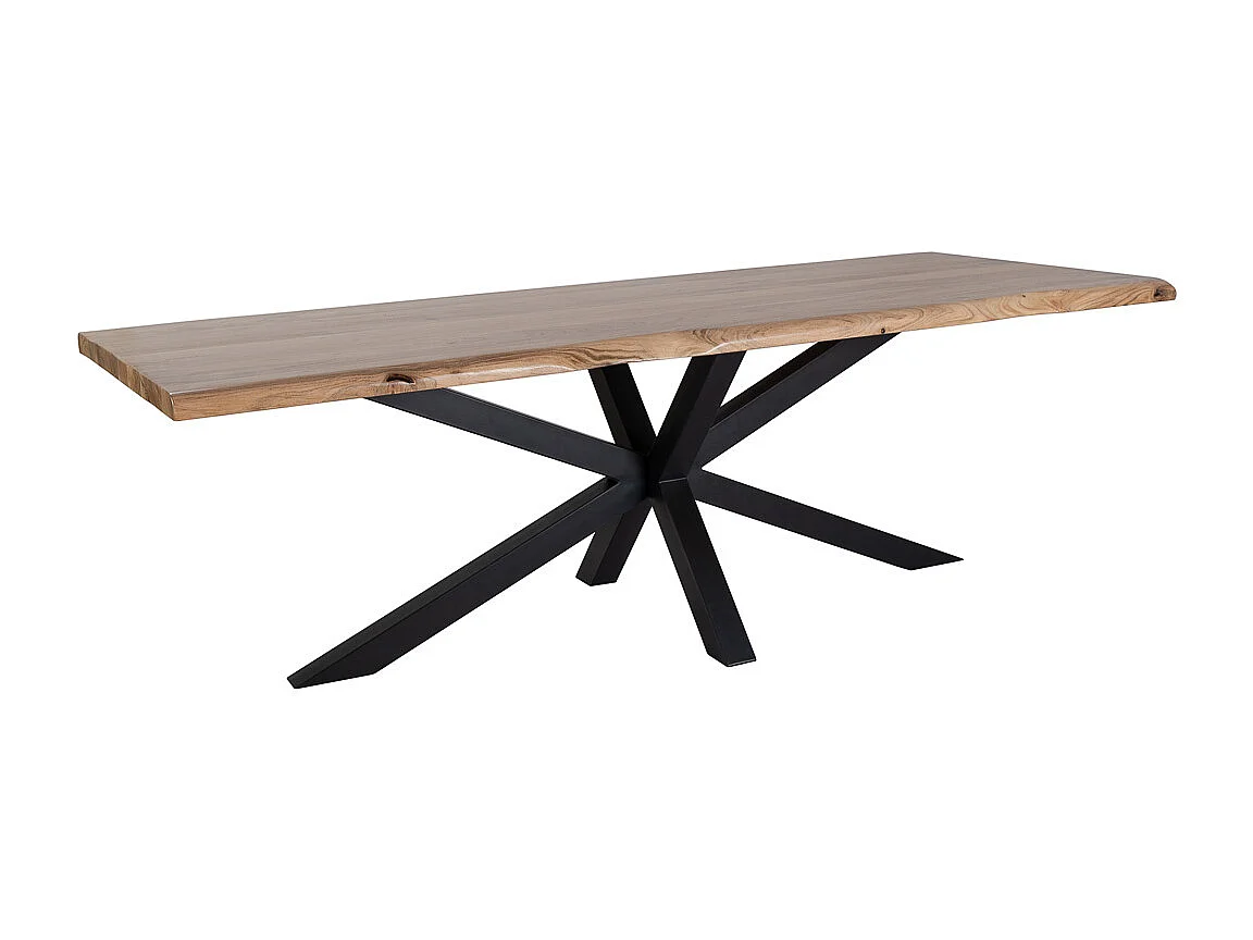 Mesa de jantar em madeira castanha com pés em ferro 240x100x76cm