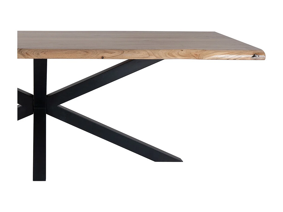 Mesa de jantar em madeira castanha com pés em ferro 240x100x76cm