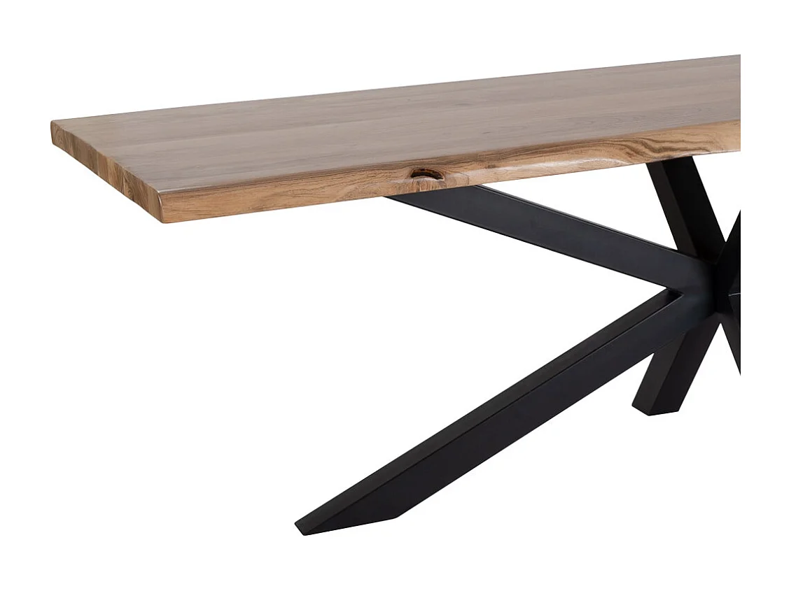 Mesa de jantar em madeira castanha com pés em ferro 240x100x76cm