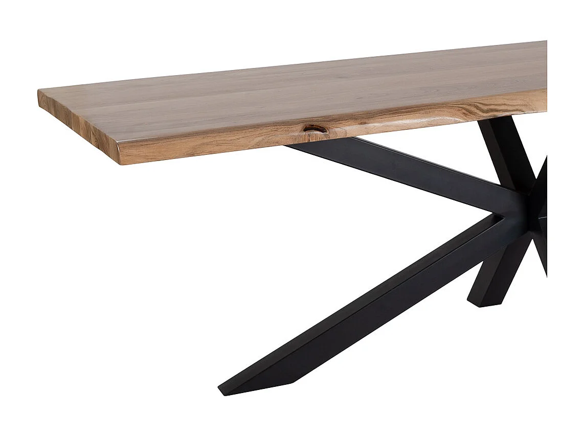 Mesa de jantar em madeira castanha com pés em ferro 240x100x76cm