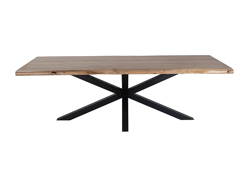 Mesa de comedor de madera marrón y patas de hierro 240x100x76h cm