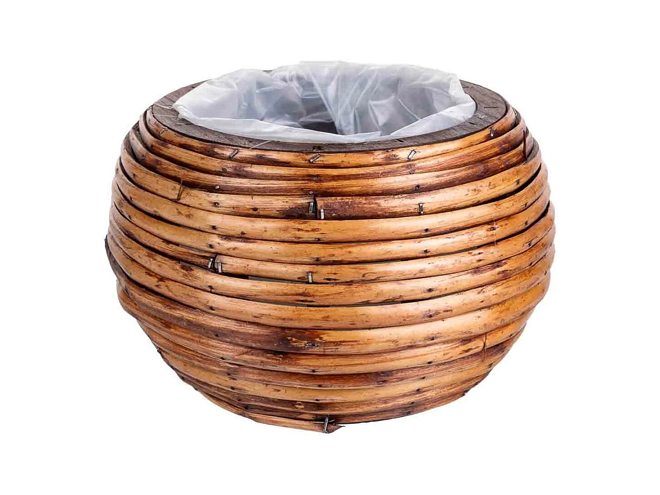 Panier en bambou marron rond 21 x 17 x 14 cm h