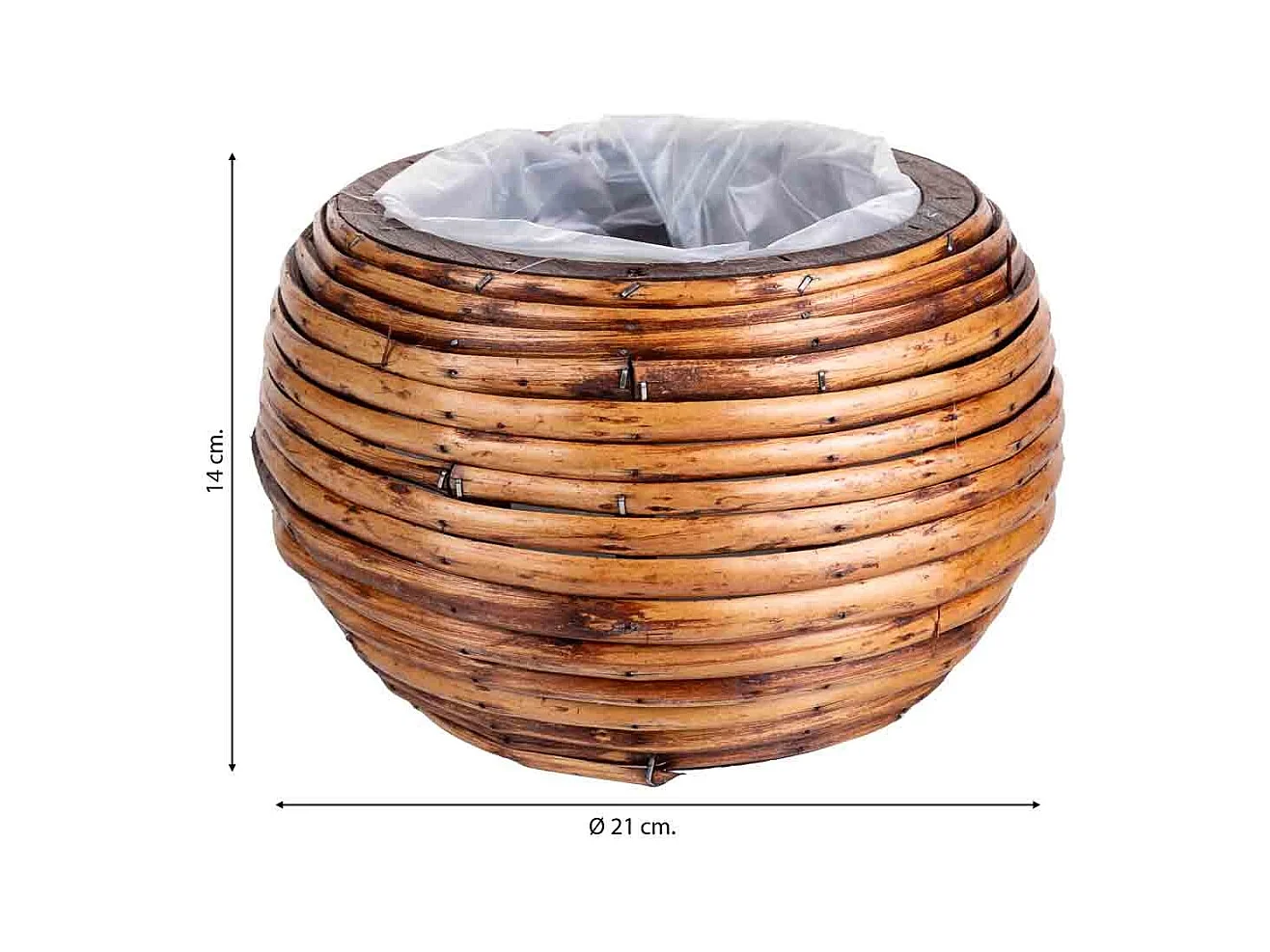 Panier en bambou marron rond 21 x 17 x 14 cm h