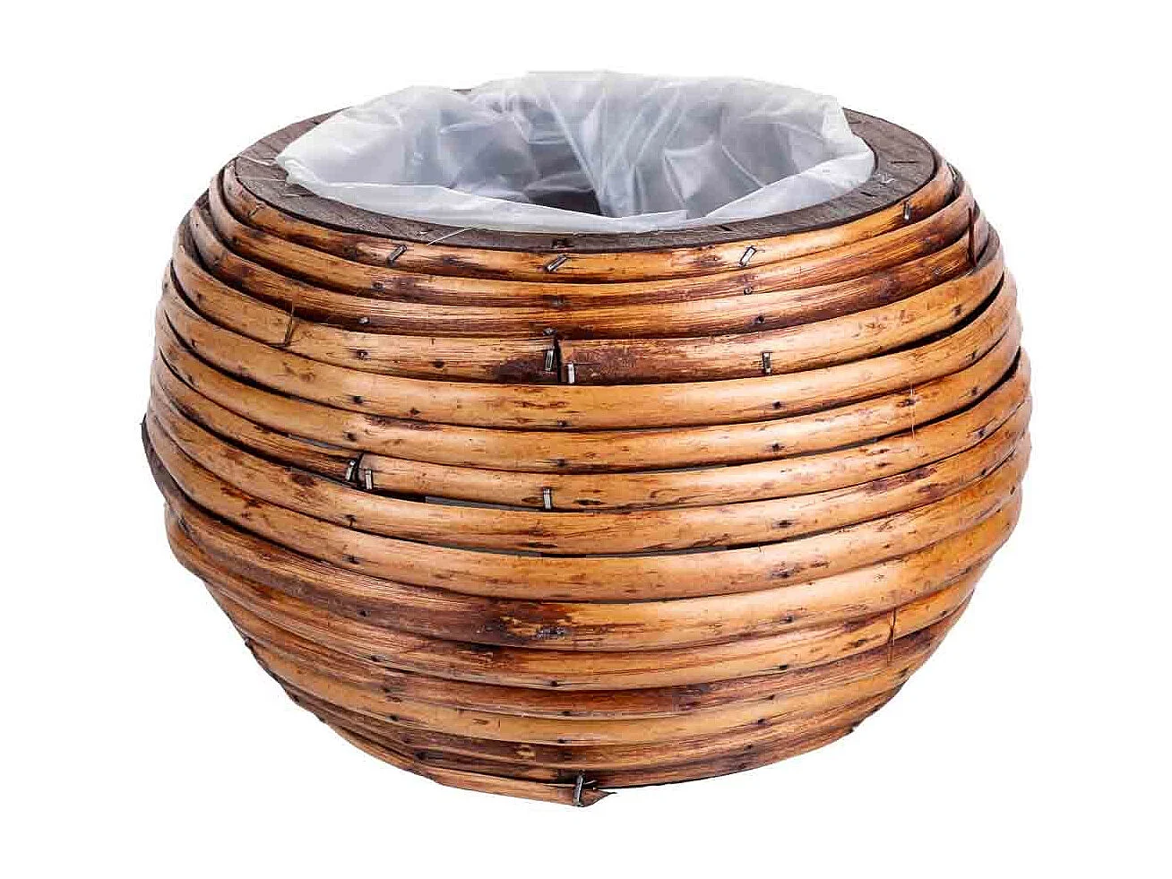 Cesto de bambú marrón redondo 21x17x14h cm