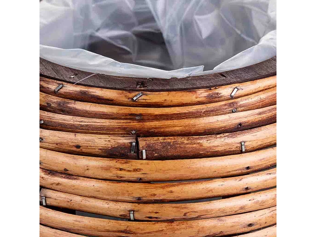 Cesto de bambú marrón redondo 21x17x14h cm