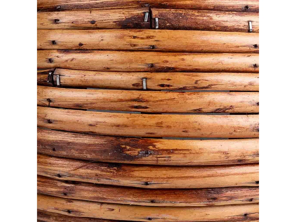 Cesto de bambú marrón redondo 21x17x14h cm