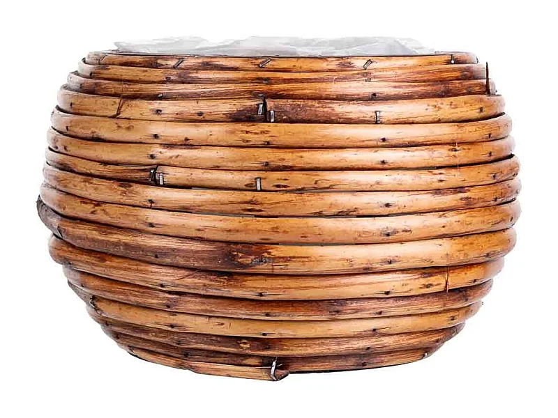 Cesto de bambu redondo castanho 21x17x14 cm