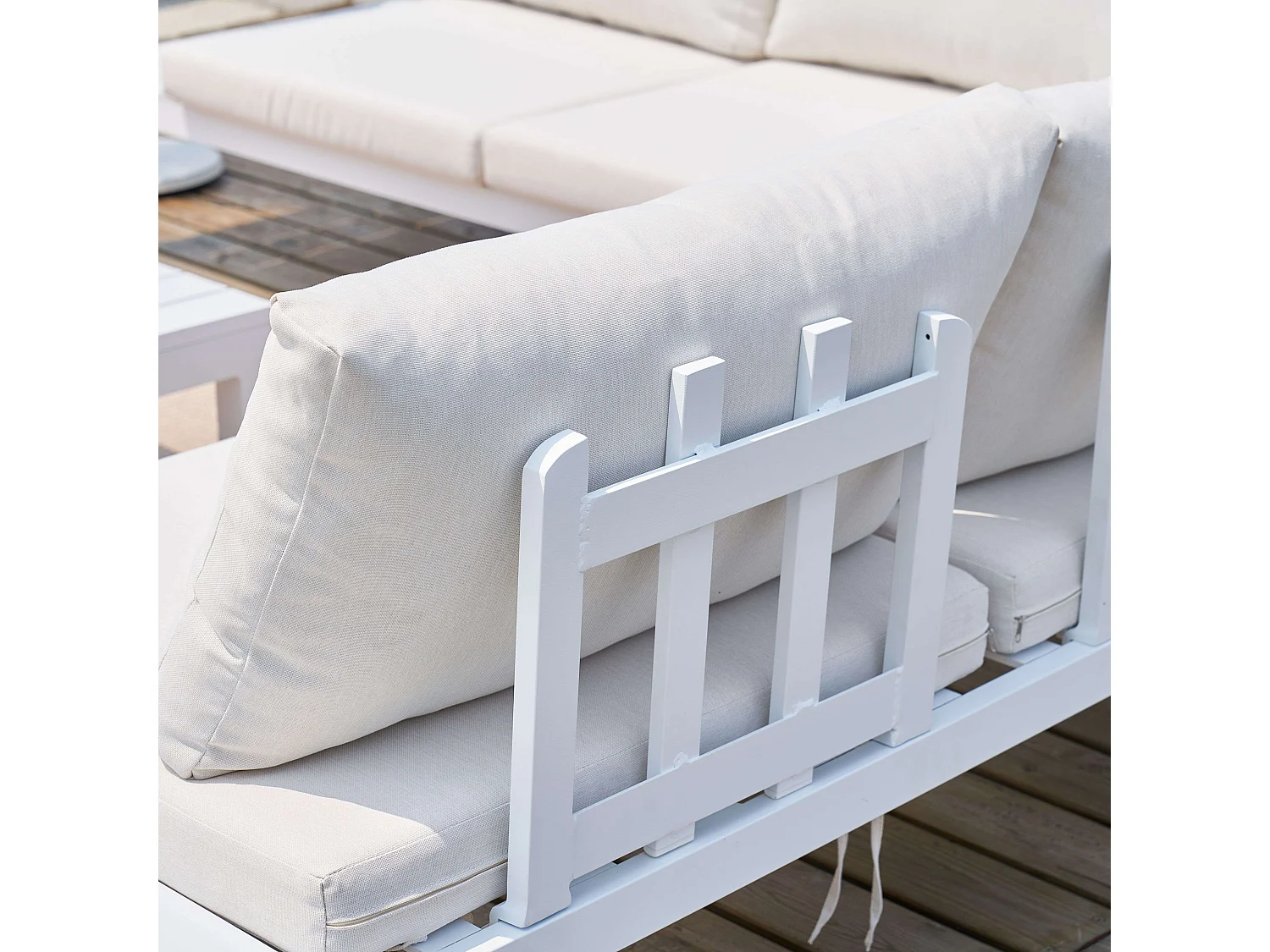 Conjunto Exterior Jardín Alcocebre Blanco: 2 Sofás, 2 Mesas (Con Cojines)