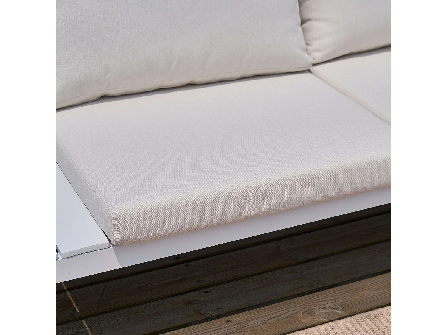 Conjunto Exterior Jardín Alcocebre Blanco: 2 Sofás, 2 Mesas (Con Cojines)