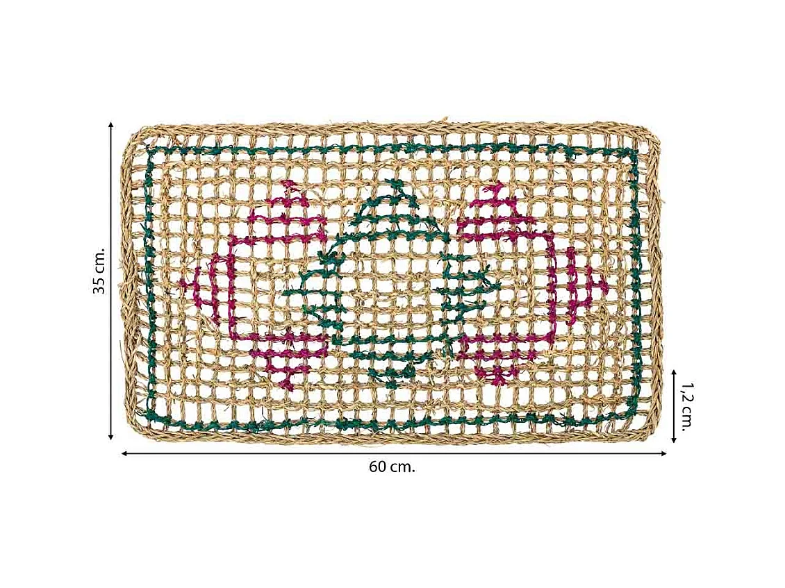 Felpudo de fibra marrón 60x35x1.2h cm