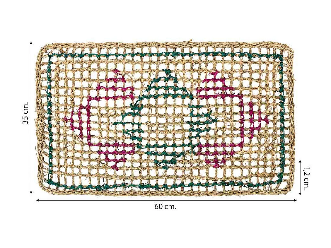 Felpudo de fibra marrón 60x35x1.2h cm