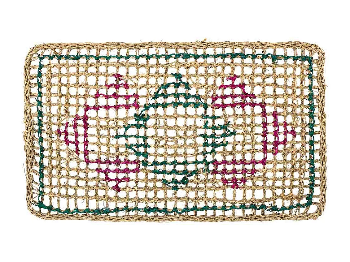 Felpudo de fibra marrón 60x35x1.2h cm