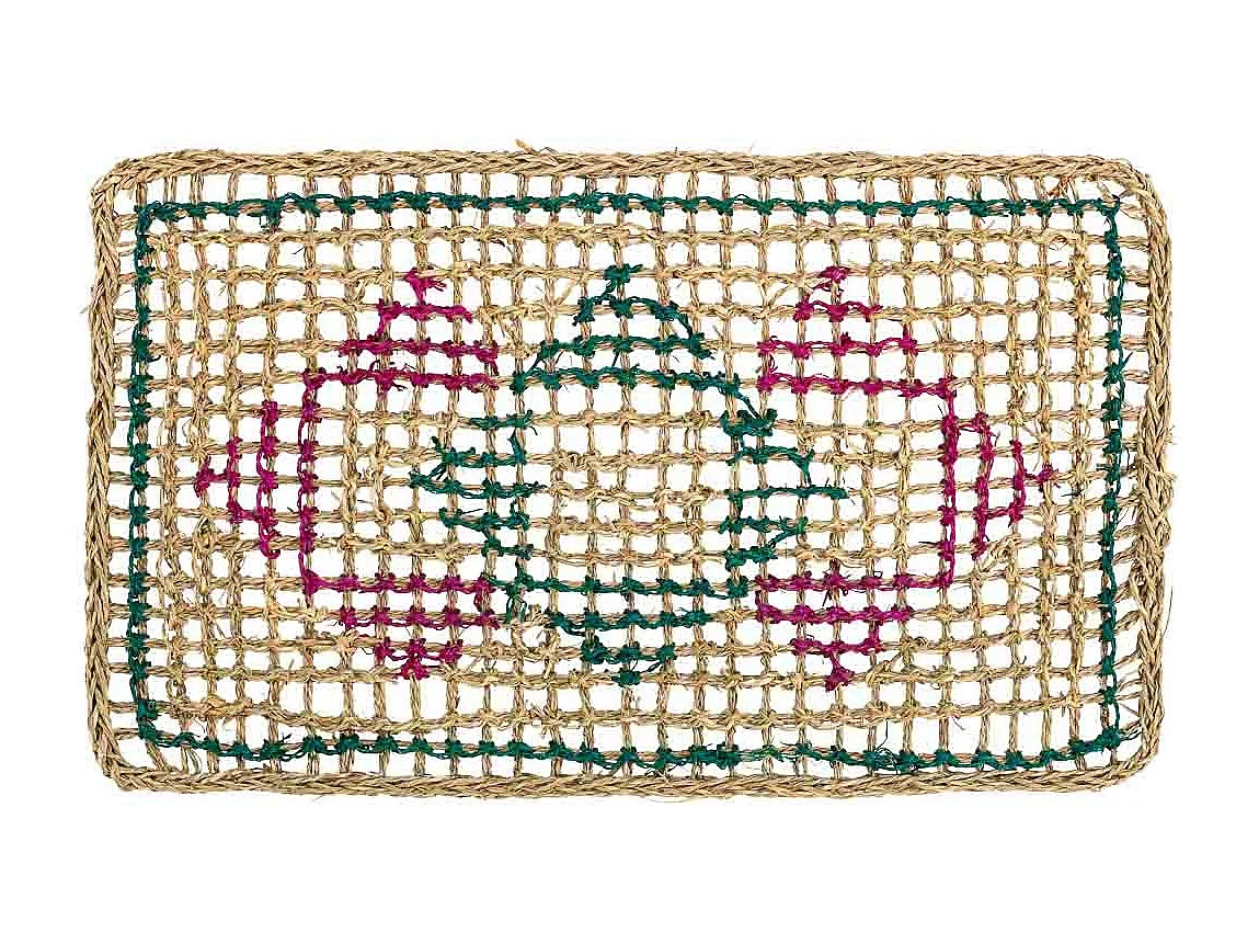 Felpudo de fibra marrón 60x35x1.2h cm