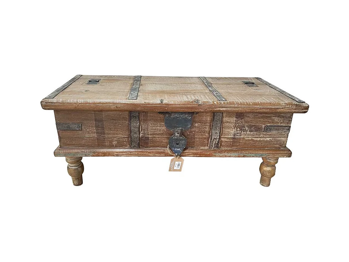 Baúl de madera acabado artesanal marrón 89x37x38h cm