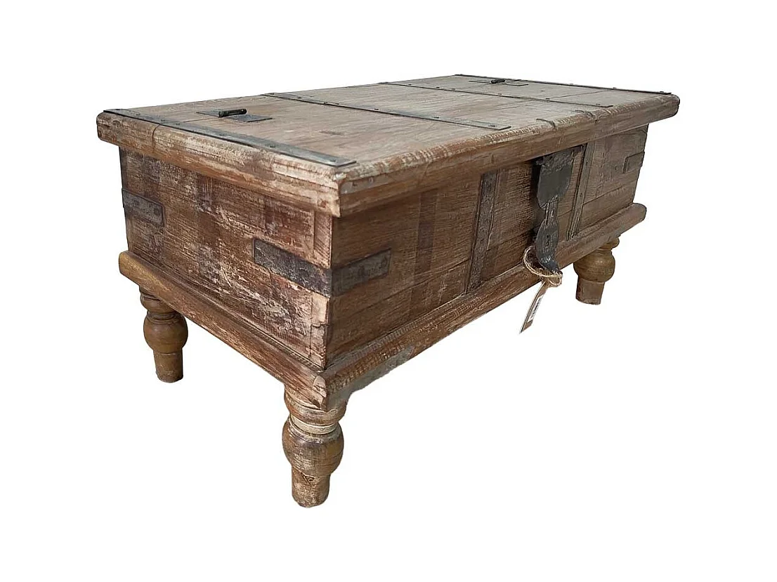 Baúl de madera acabado artesanal marrón 89x37x38h cm