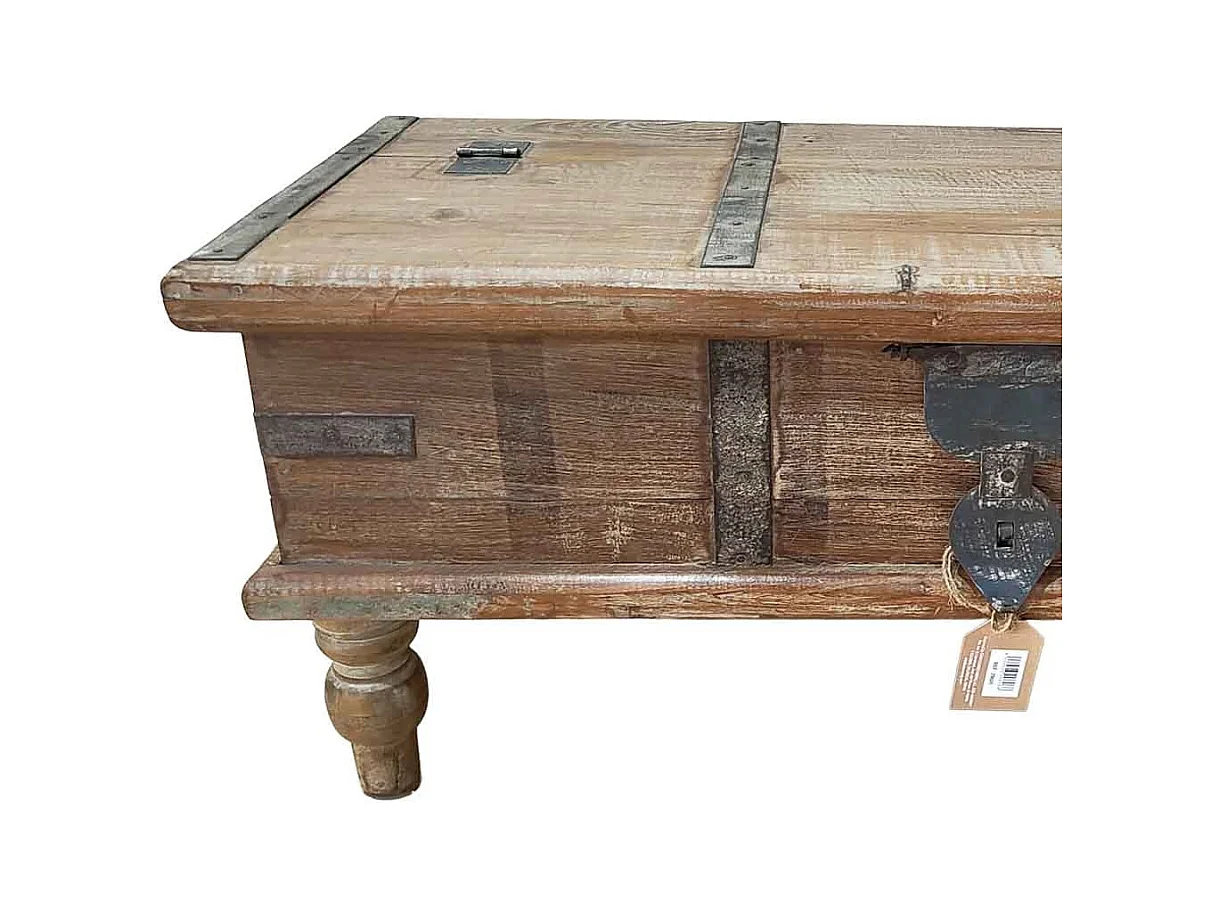 Baúl de madera acabado artesanal marrón 89x37x38h cm