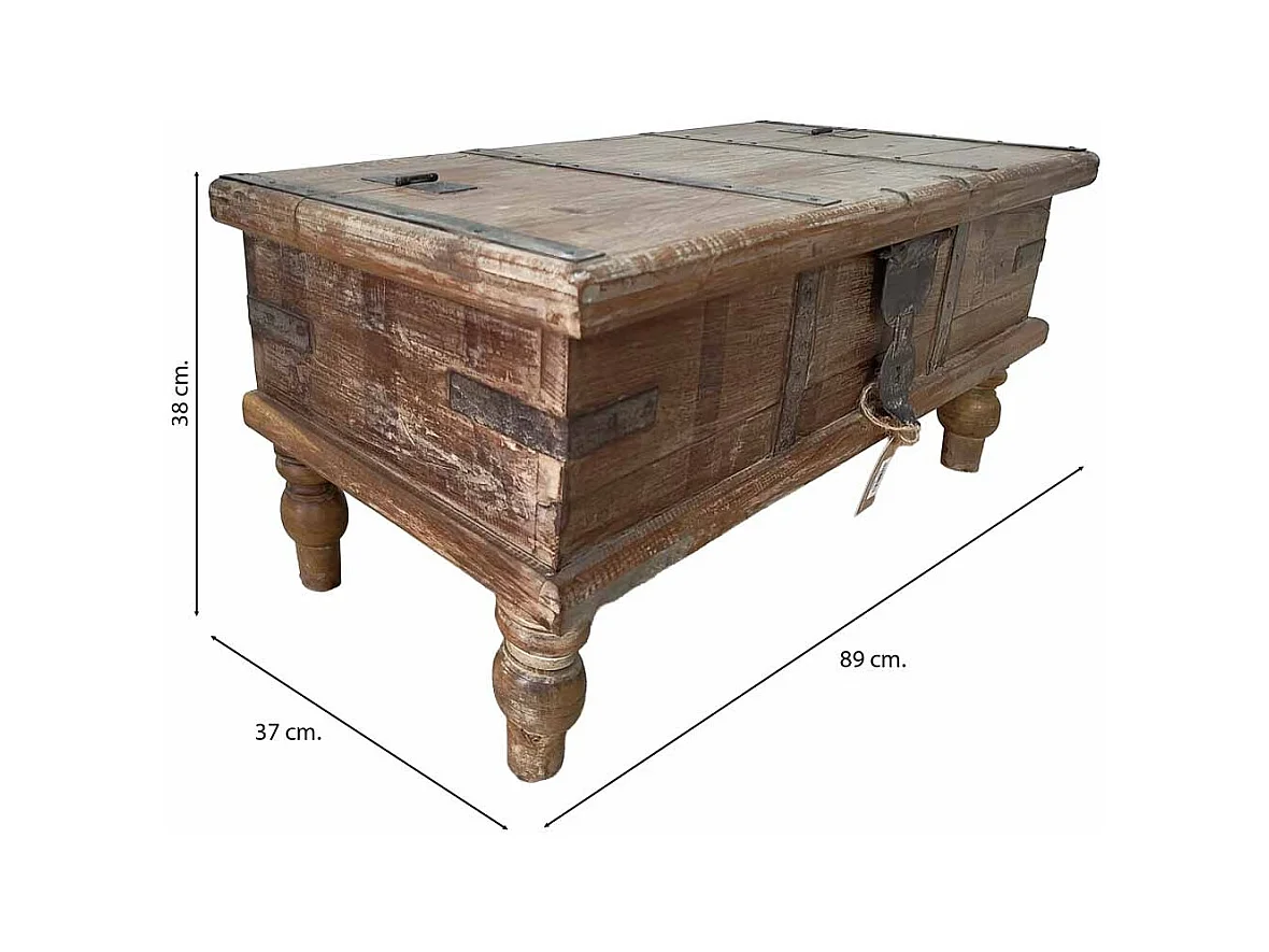Baúl de madera acabado artesanal marrón 89x37x38h cm