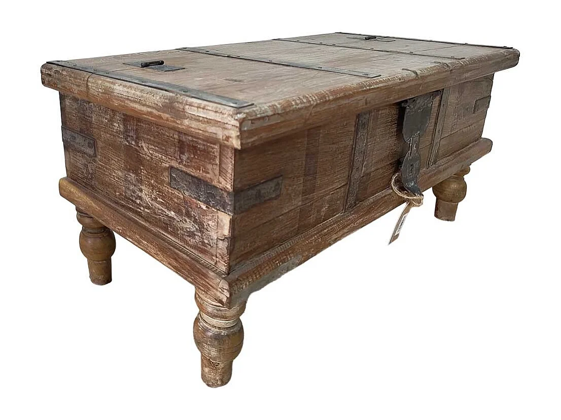 Baúl de madera acabado artesanal marrón 89x37x38h cm