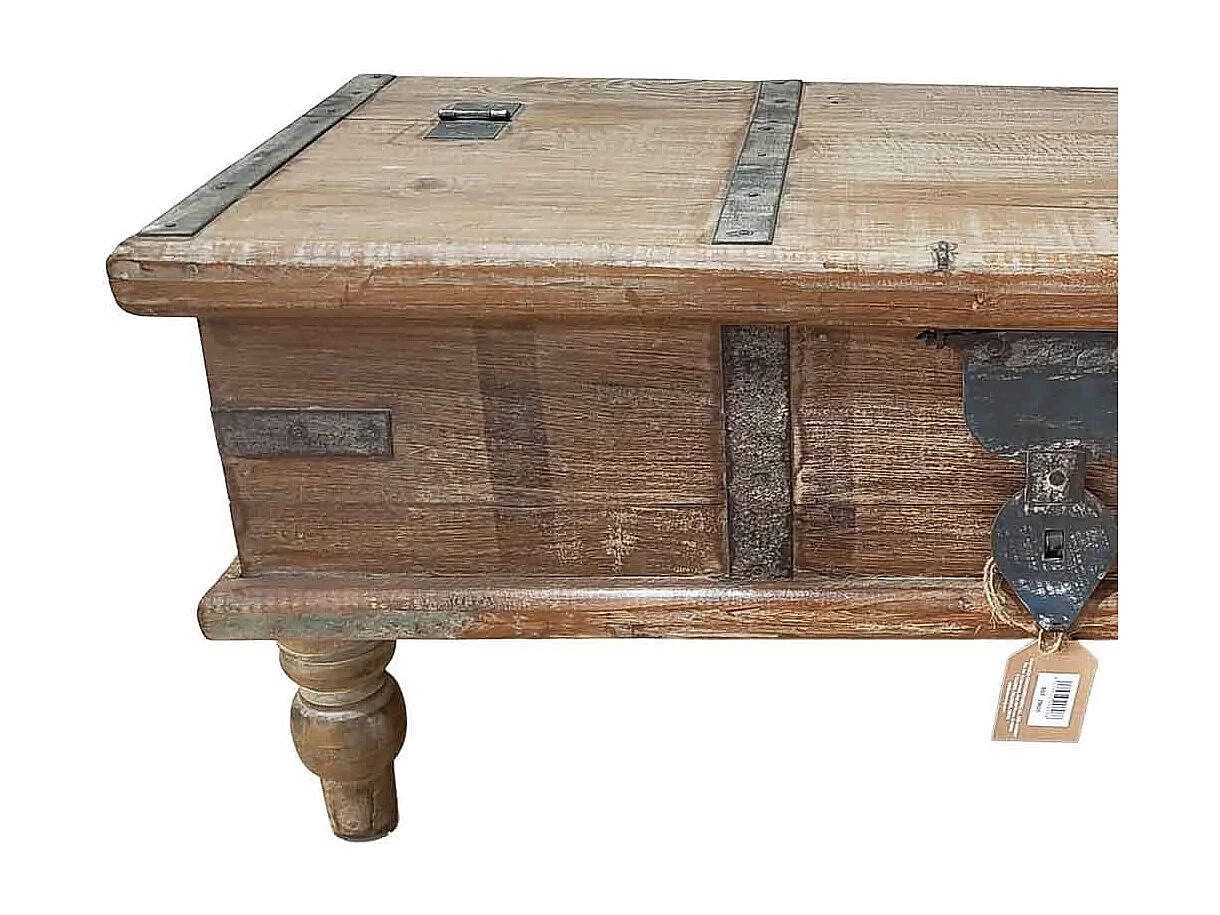 Baúl de madera acabado artesanal marrón 89x37x38h cm