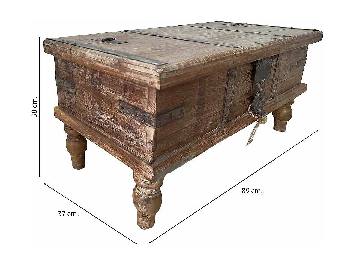 Baúl de madera acabado artesanal marrón 89x37x38h cm