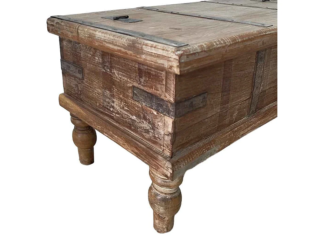 Baúl de madera acabado artesanal marrón 89x37x38h cm