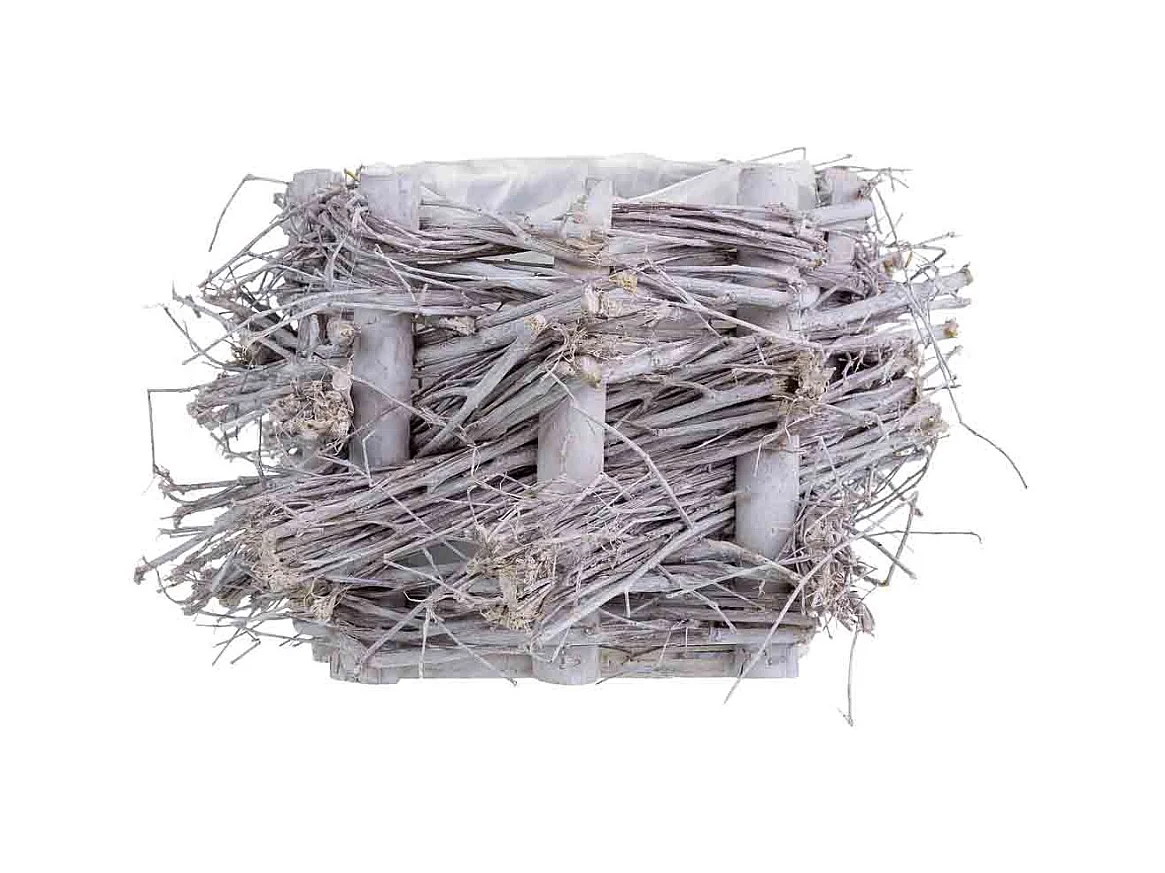 Cesto de vime retangular cinza 25x16x12 cm