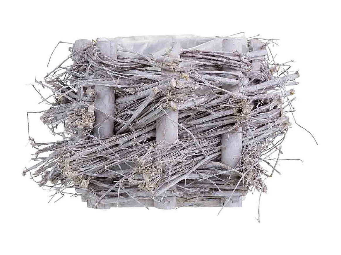 Cesto de mimbre rectangular gris 25x16x12h cm