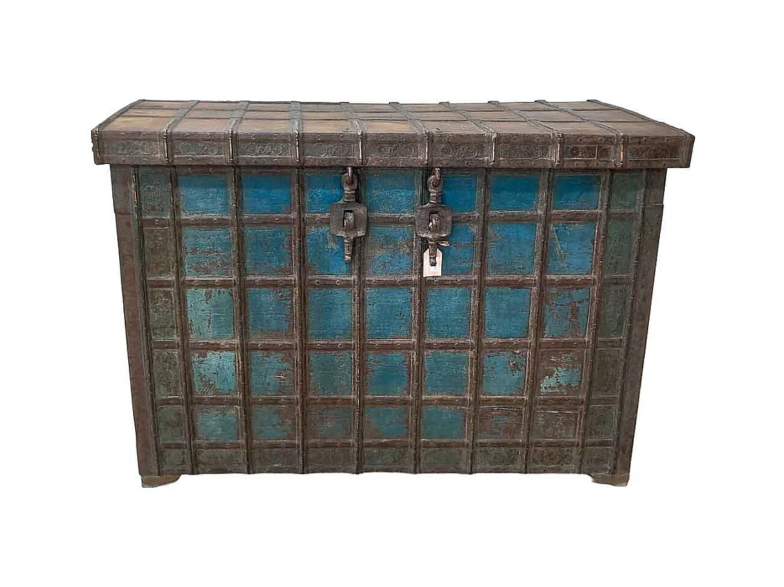 Baúl de madera acabado artesanal marrón 147x48x99h cm