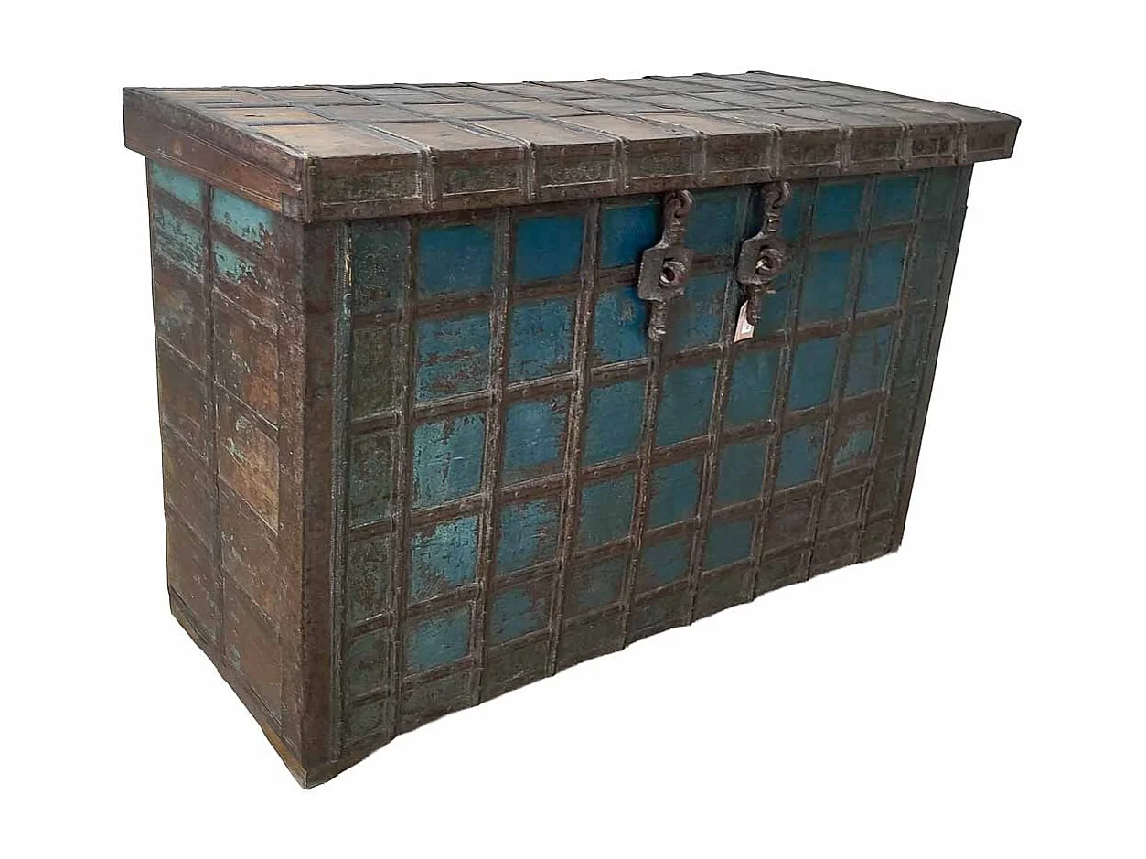 Baúl de madera acabado artesanal marrón 147x48x99h cm