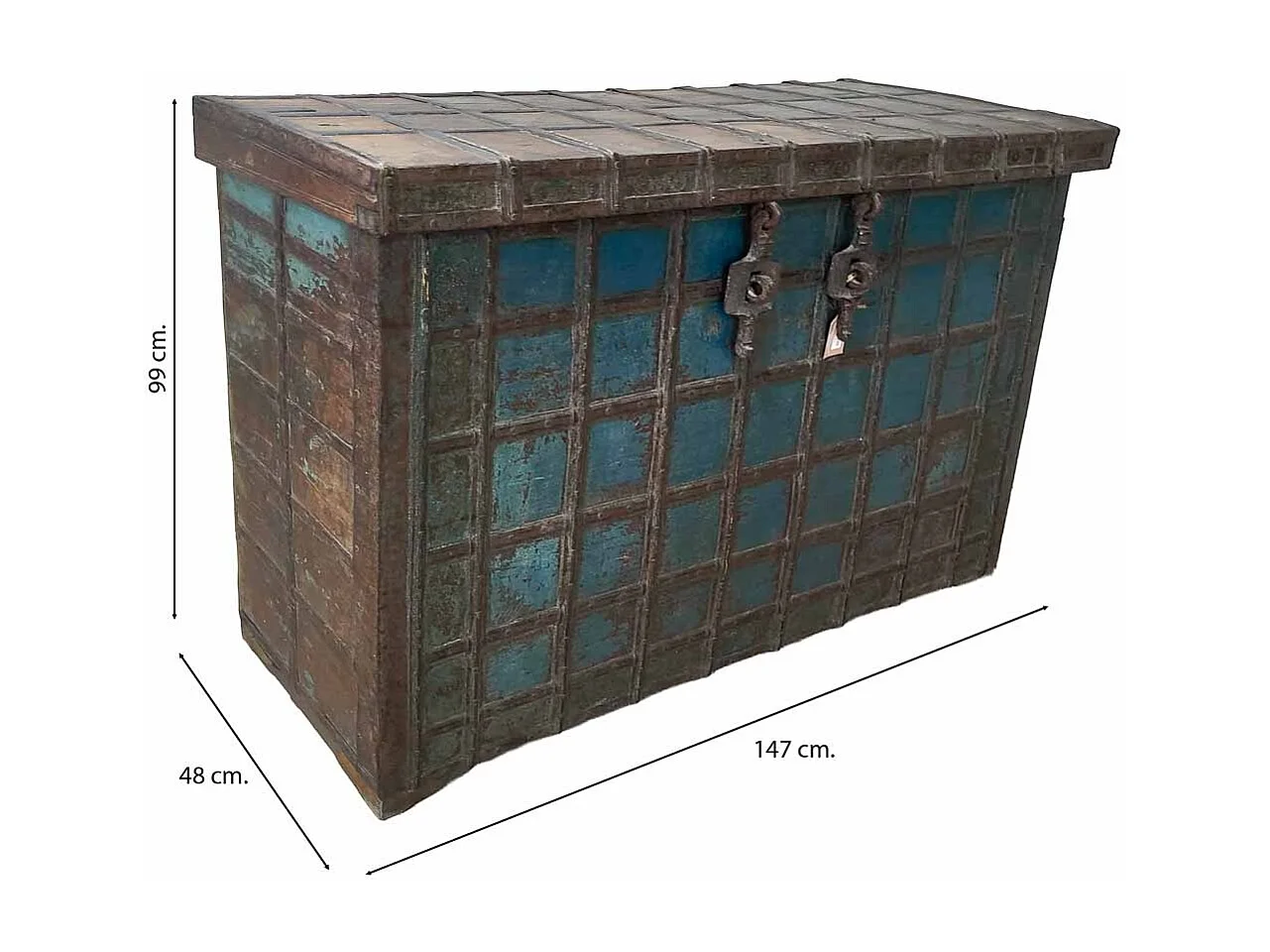 Baúl de madera acabado artesanal marrón 147x48x99h cm