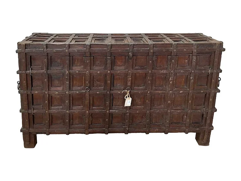 Baú em madeira castanha 155x41x90 cm