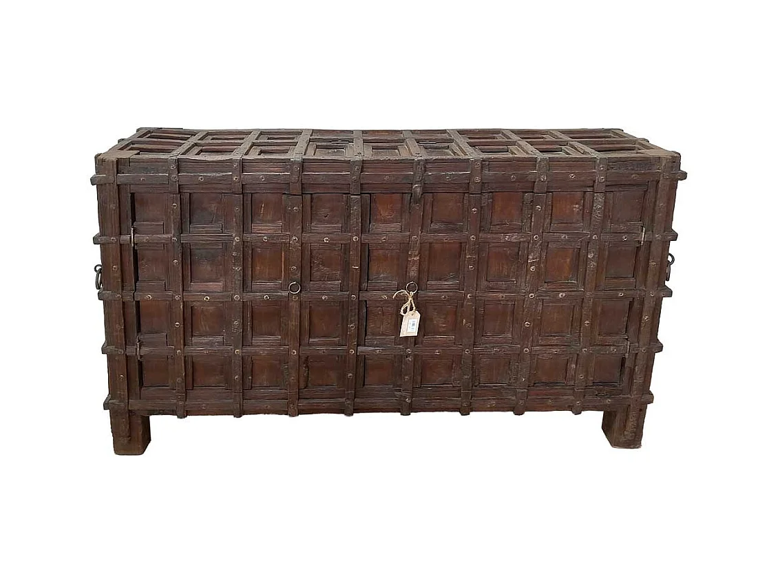 Coffre en bois marron 155x41x90 cm