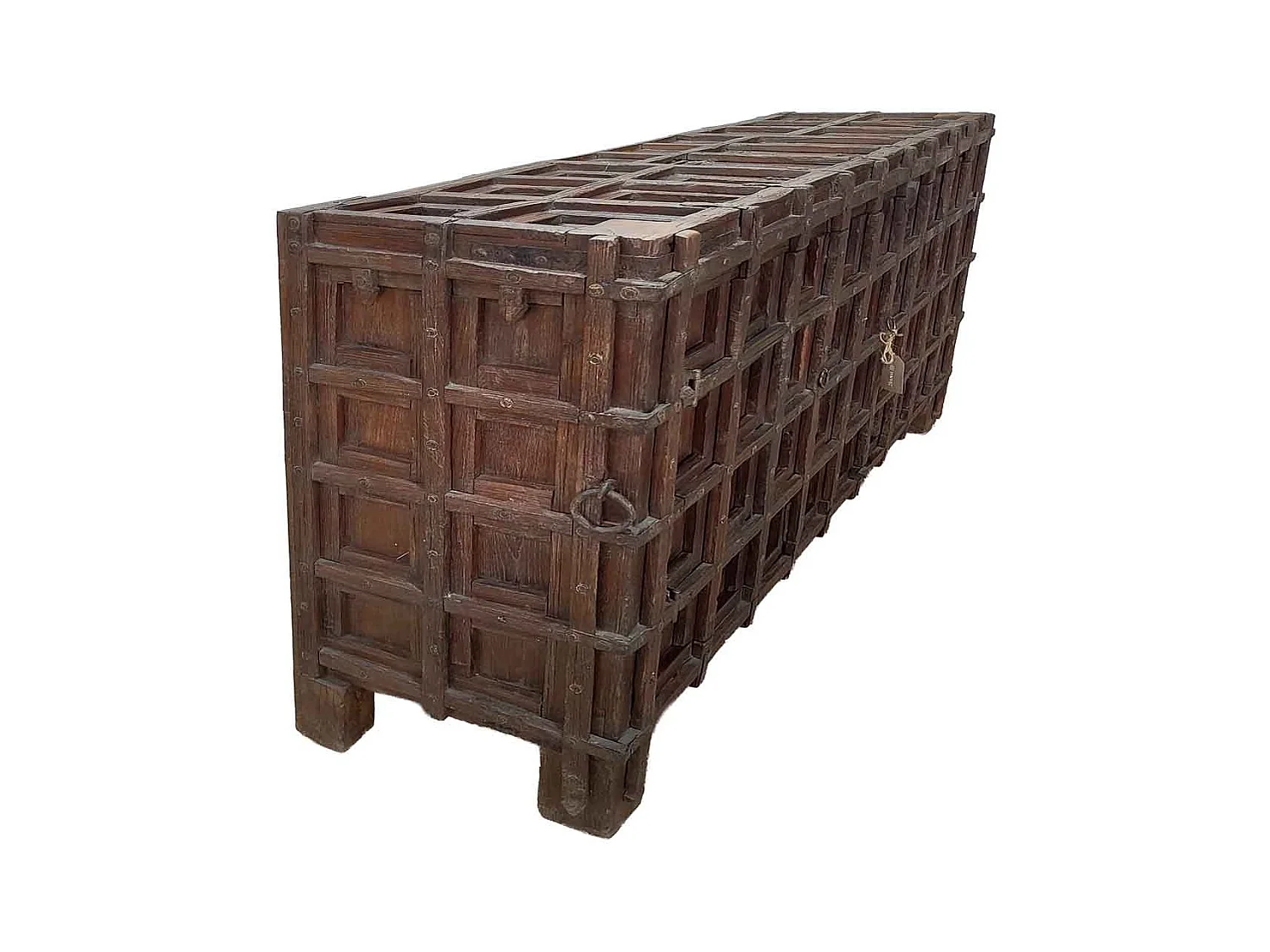 Coffre en bois marron 155x41x90 cm