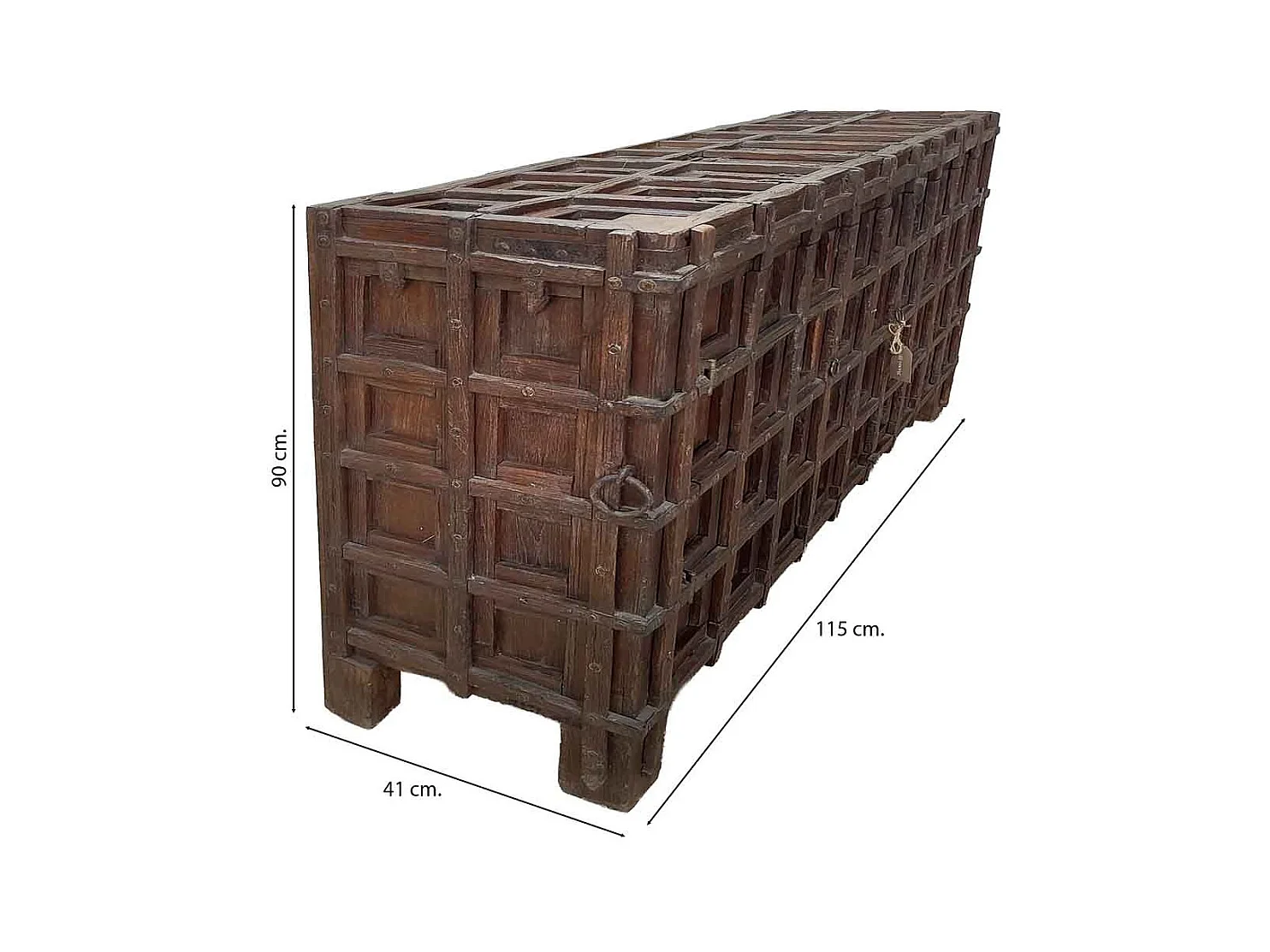 Coffre en bois marron 155x41x90 cm