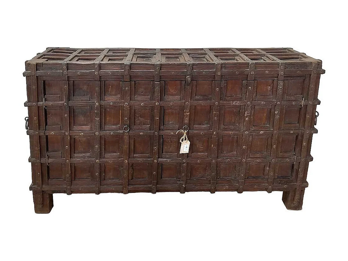 Baú em madeira castanha 155x41x90 cm