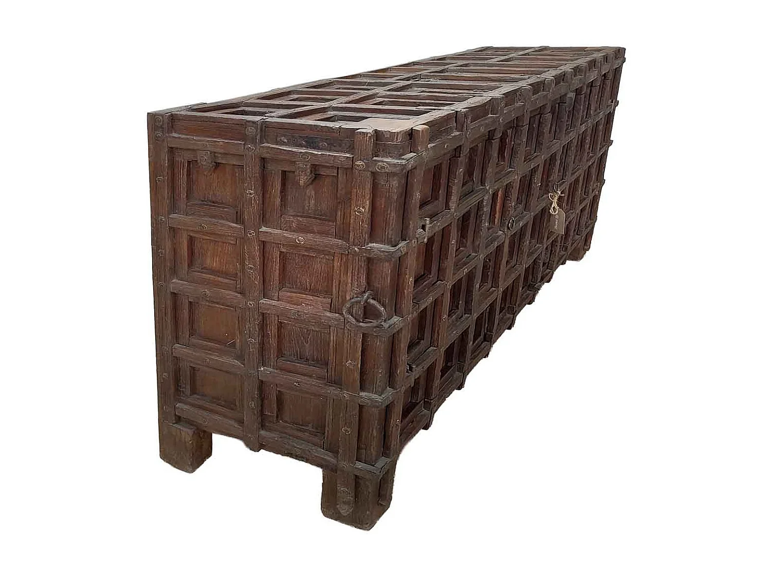 Baú em madeira castanha 155x41x90 cm