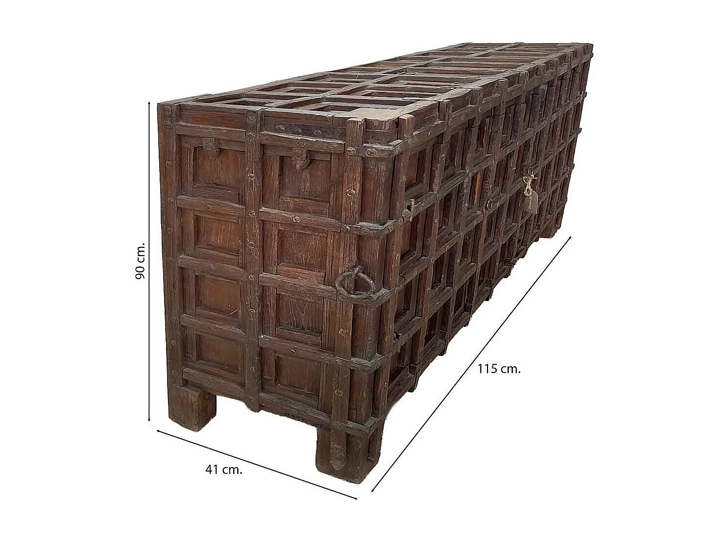 Baú em madeira castanha 155x41x90 cm
