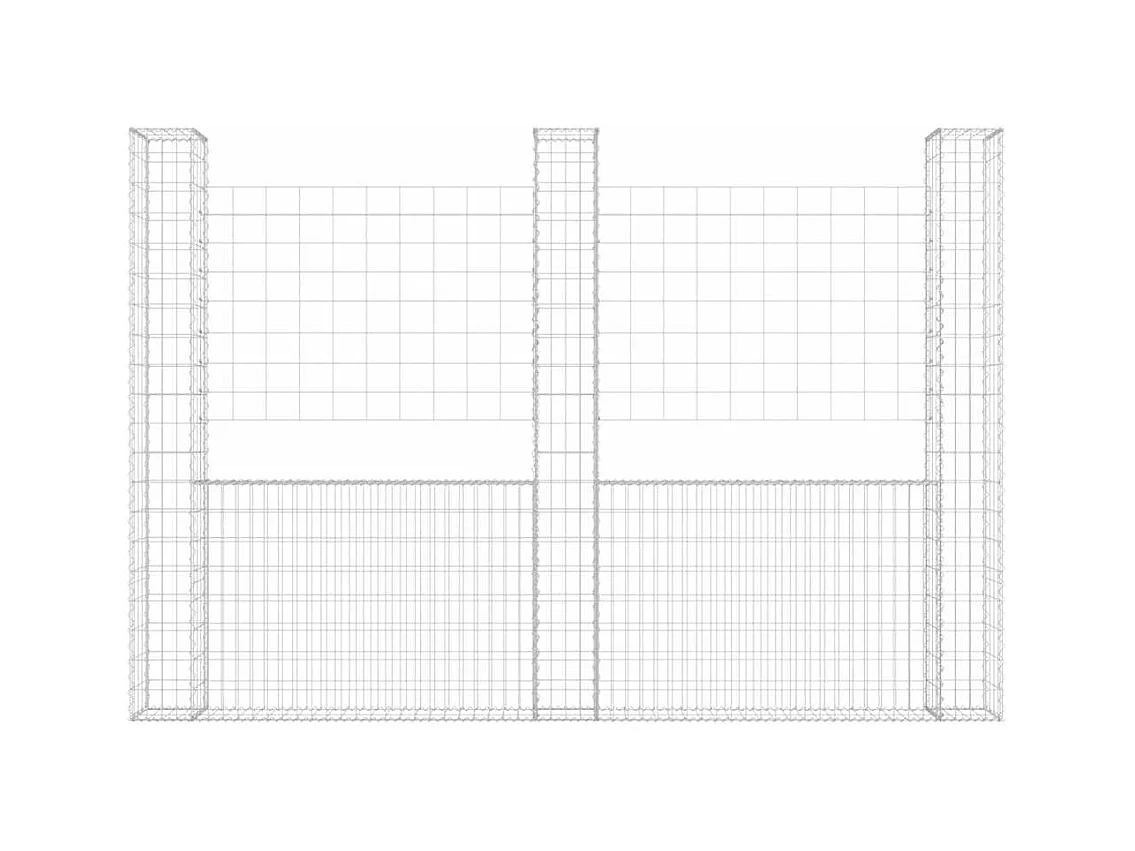 Panier de gabion-Mur en gabion en forme de U avec 3 poteaux Fer 260x20x200 cm