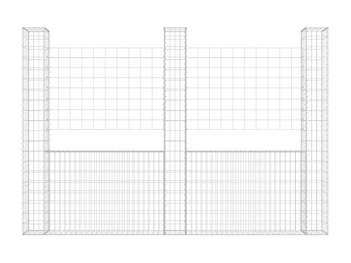 Panier de gabion-Mur en gabion en forme de U avec 3 poteaux Fer 260x20x200 cm
