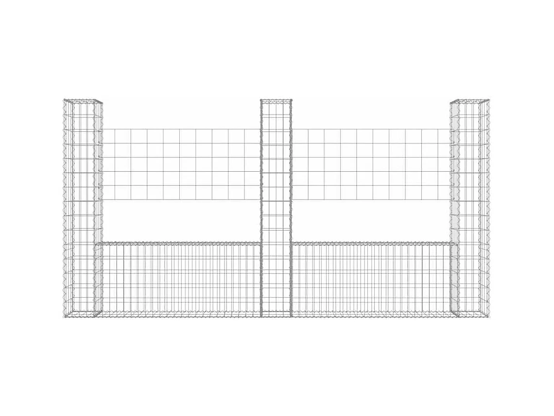 Panier de gabion-Mur en gabion en forme de U avec 3 poteaux Fer 260x20x150 cm