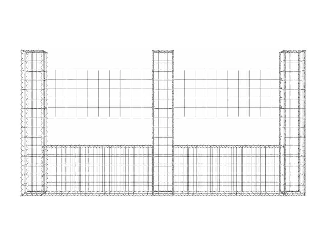 Panier de gabion-Mur en gabion en forme de U avec 3 poteaux Fer 260x20x150 cm