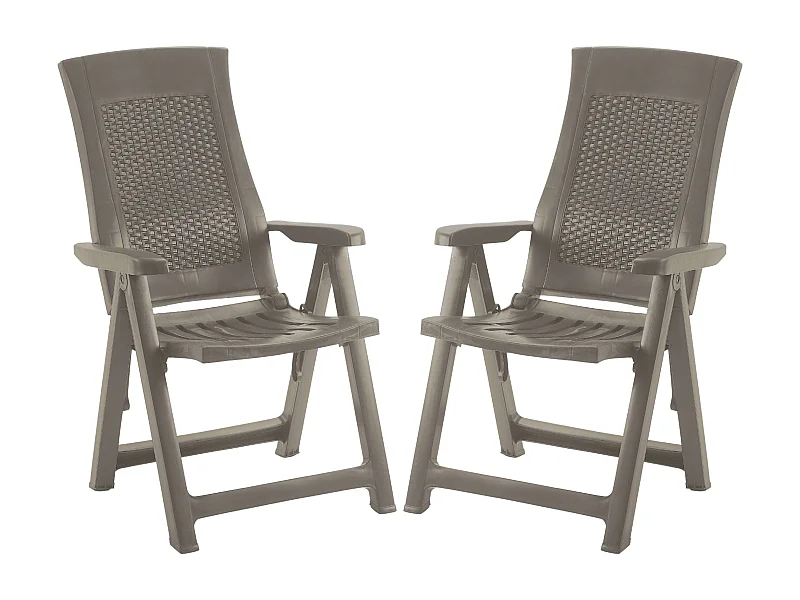 Pacote com 4 Poltronas Douradas para Exterior, 4 Posições, Polipropileno Castanho, 59x108x62 cm