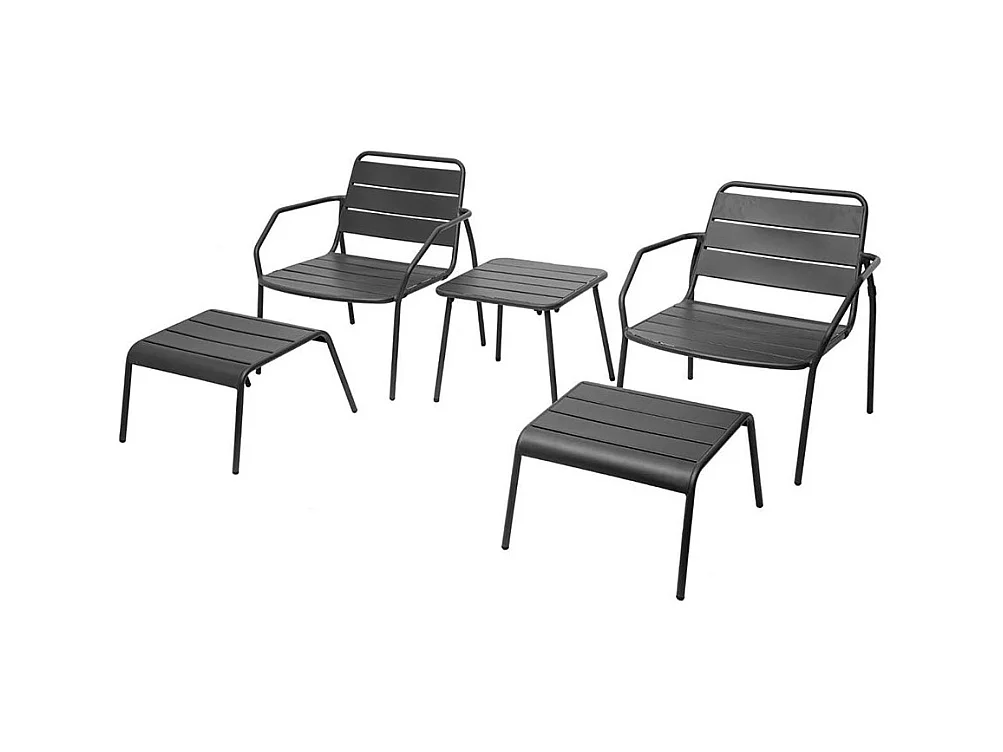 Conjunto Muebles Phuket Jardín Terraza 5 Pzs Estilo Contemporáneo Gris