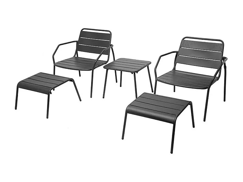 Conjunto Muebles Phuket Jardín Terraza 5 Pzs Estilo Contemporáneo Gris