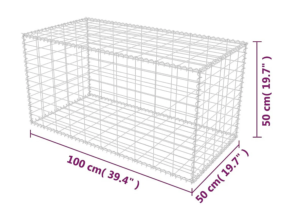 Mur en gabion-Panier de gabion Acier galvanisé 100x50x50 cm