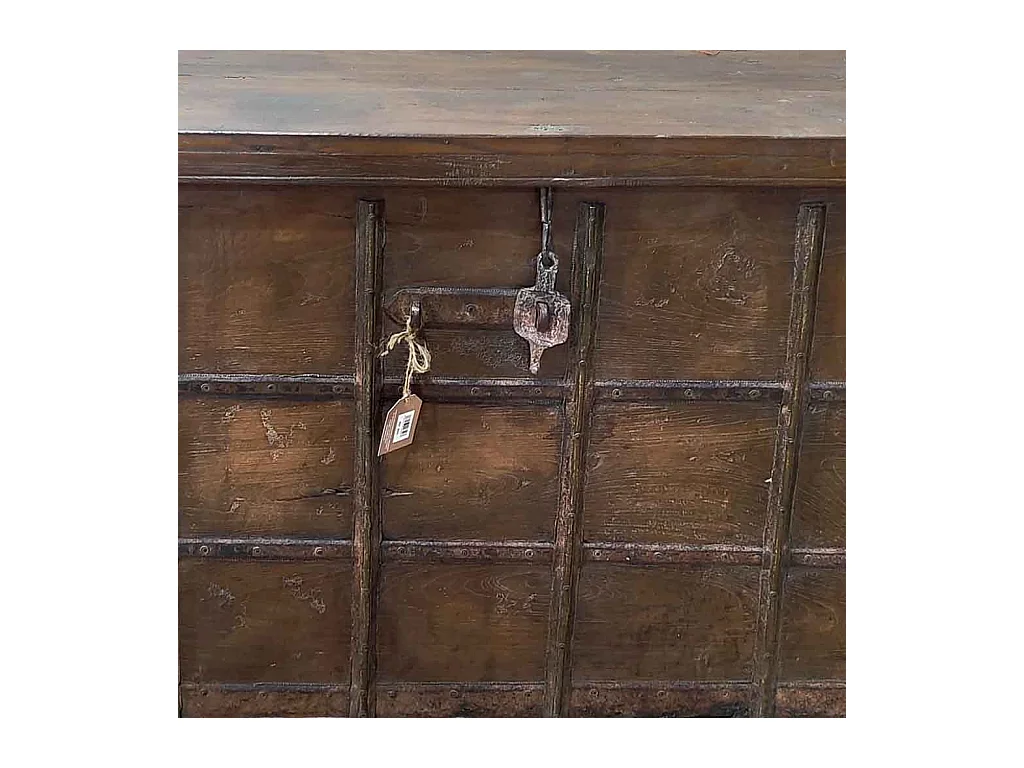 Malle en bois artisanale marron 130x47x85 (h)